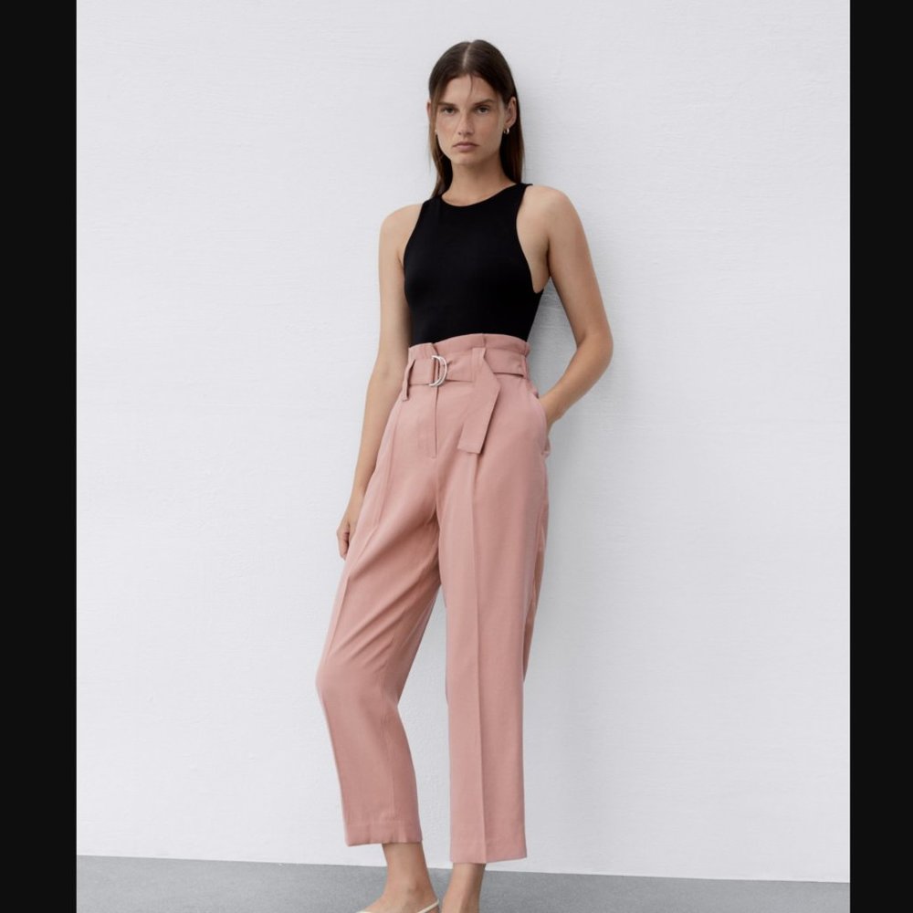 NWT ZARA HIGH WAIST TROUSERS CULOTTES WITH BELT